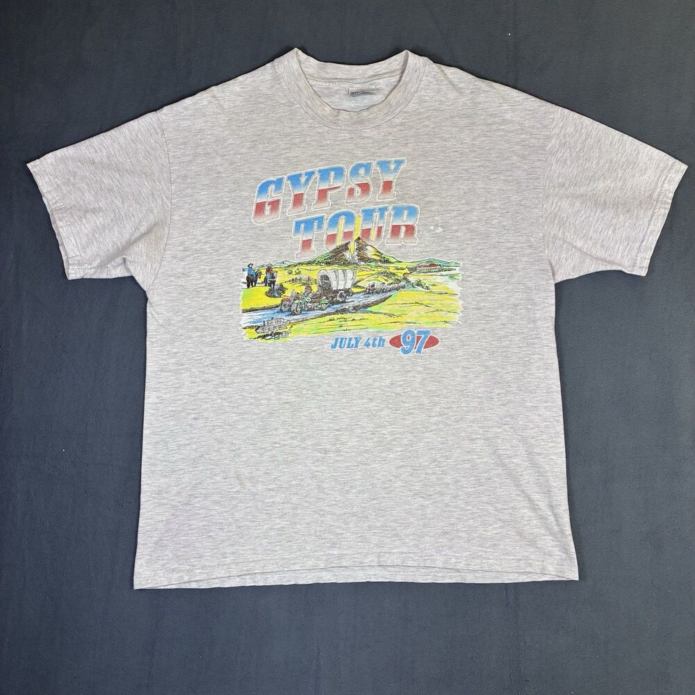 Vintage 1997 Gypsy Tour Hollister 50th Anniversary T-Shirt XL Motorcycle Bike